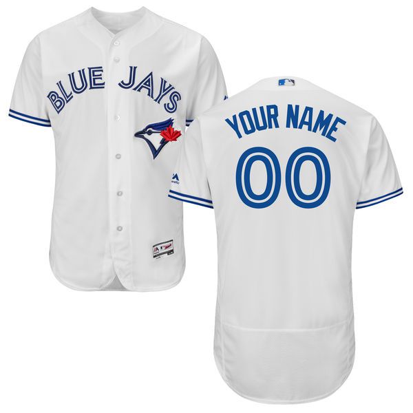 Men Toronto Blue Jays Majestic Home White Flex Base Authentic Collection Custom MLB Jersey